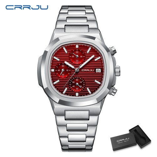 Imagen de Reloj CRRJU de lujo para hombre, reloj de negocios resistente al agua con fecha luminosa, reloj cuad...