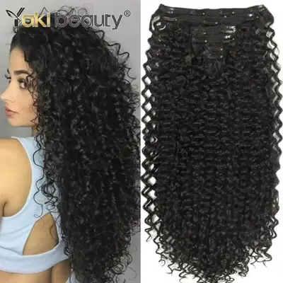 Image de Extensions Cheveux Bouclés 26 Pouces - Postiche Clip-on Synthétique