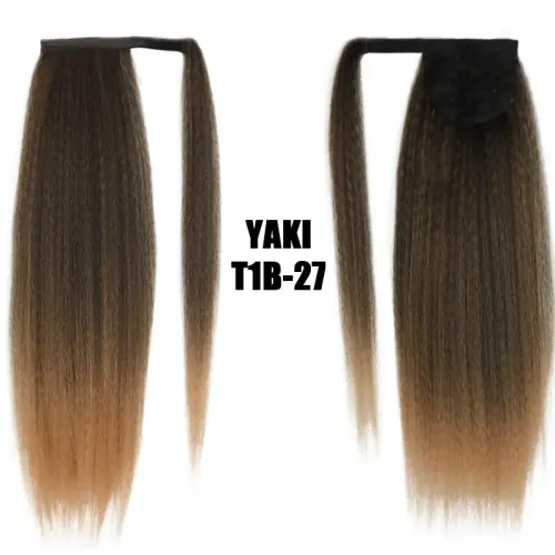 Image de Queue de cheval synthétique crépue 24 pouces - Cheveux Yaki noirs