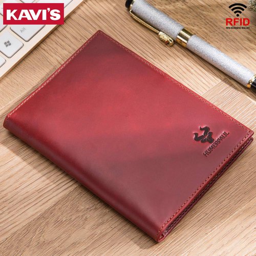 Image of Premium RFID-Protected Passport Holder with AirTag Compatibility, Crazy Horse Leather Travel Wallet, Credit Card Case, Coin Purse & Multi-Function Pen Cover
