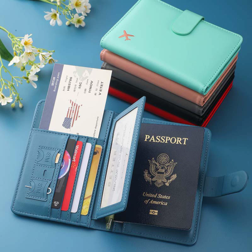 Image of Elegant PU Leather Passport Cover for Women and Men – RFID-Blocking Travel Wallet with Credit Card Slots and Secure Compartment