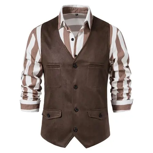 Image de Gilet Marron Homme - Élégant & Formel