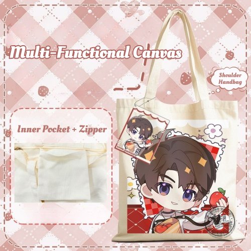 Immagine di Borsa da Cosplay Love and Deepspace - Modello Simpatica in Tela con Design Sylus, Rafayel, Zayne, Xavier, Caleb - Borsa Portaoggetti con Tracolla Regolabile e Carta Trasparente per Fan di Anime
