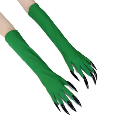 Image de Gants Griffes Fantôme Noir Halloween - 43 cm