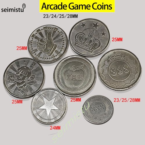 Imagen de 100 Fichas de Acero Inoxidable 23-24-25 mm con Diseño de Corona para Máquinas Arcade, Juegos de Salón, Grúas y Expendedores de Garra