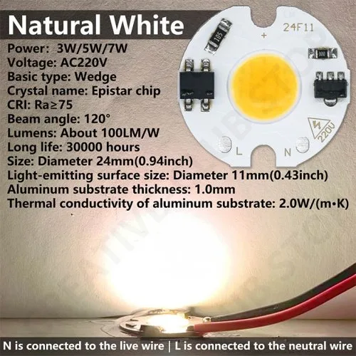 Naturalny biały AC220V