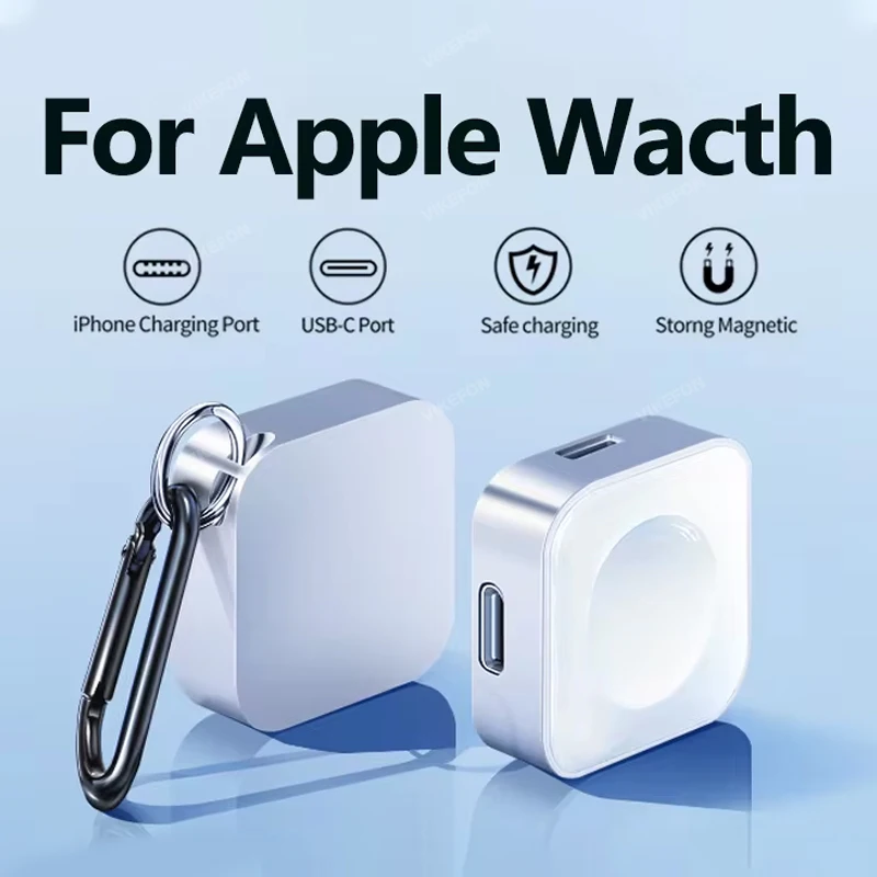 Draagbare Draadloze Horloge Oplader Type C 8pin Twee interfaces Voor Apple Watch S9 8 7 6 5 4 3 2 1 SE Ultra Serie Snelle Oplader