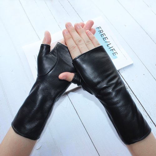 Afbeelding van Stijlvolle Vingerloze Handschoenen van Echt Leer