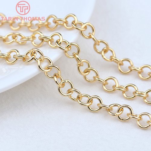 Afbeelding van 2 Meter Gouden Kleur IJzeren Ketting met 6x1 Link - 1mm Dikte, Hoge Kwaliteit voor Armbanden en Sieraden maken