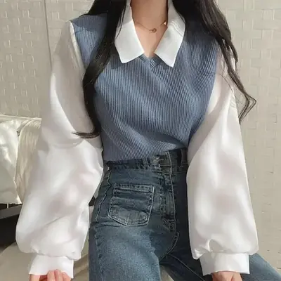 Image de Chemise 2 Pièces Polo Y2K - Style Coréen & Streetwear