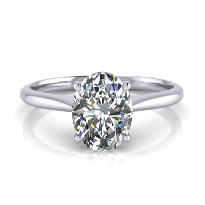 Image de Bague de Fiançailles Moissanite Ovale - Argent S925 & Halo Caché