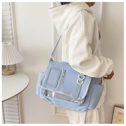 Afbeelding van Transparante Y2K Harajuku Schooltas voor Meisjes – DIY Badge Display Plaat, Schoudertas met Crossbody Band, Stijlvolle Ita Bag voor Kinderen en Tieners