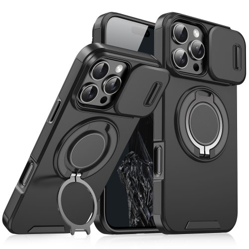 Afbeelding van Magsafe Magnetische Draadloze Oplaad Beschermhoes voor iPhone 17, 16, 15, 14, 13, 12, 11 Pro Max Plus Air met Schuifbare Camera Bescherming en PC Cover