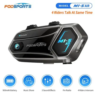 Image de Intercom Moto Bluetooth 4 Pilotes - Fodsports M1S Air