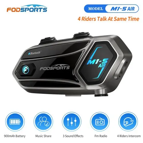 Image de Intercom Moto Bluetooth 4 Pilotes - Fodsports M1S Air
