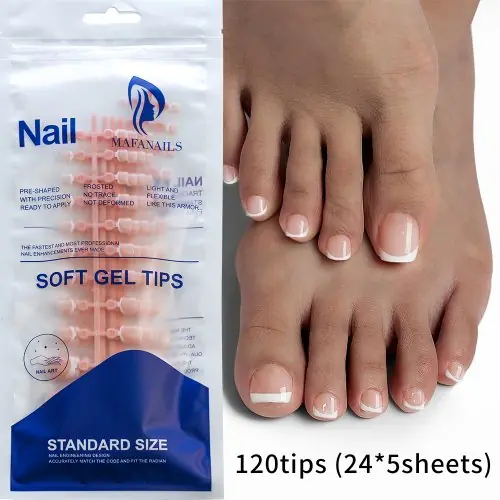 Image de Ongles Faux Pieds Rose - 120 Pièces Courtes & Carrées