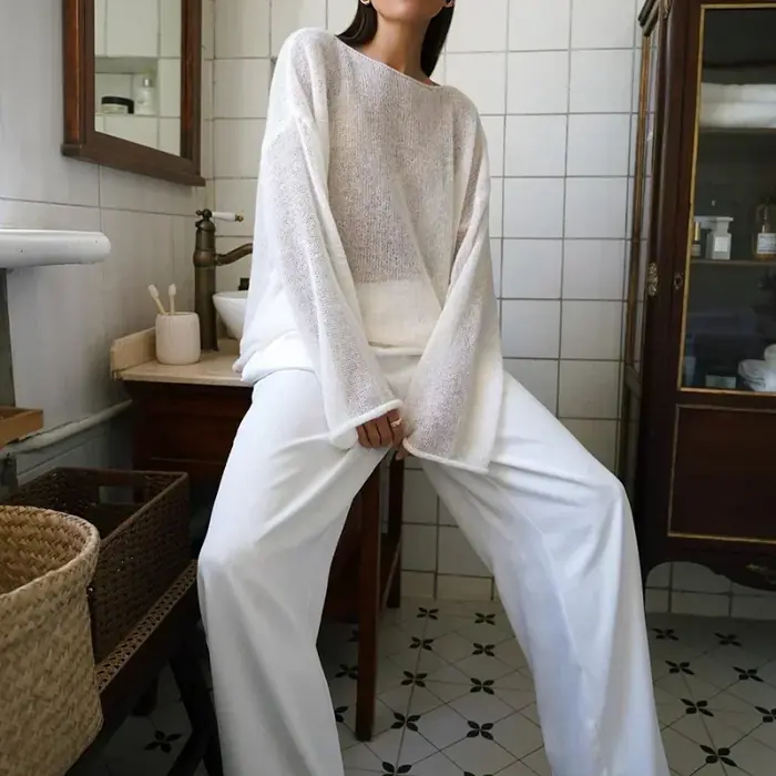 Image de Pull Chic Femme Rose Blanc 2024