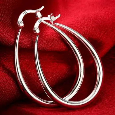 Image de Boucles d'oreilles Argent Sterling 925 - Grand Cercle Élégant 41mm