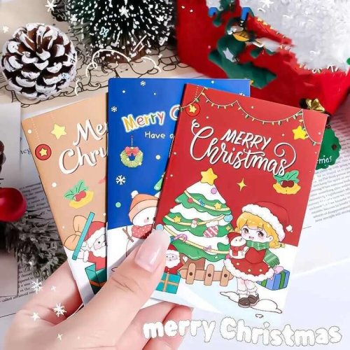 Image of Adorable Christmas-Themed Mini Notebooks Set – 4-Piece Kawaii Pocket Diaries for Students, Office Use, and Holiday Gifts