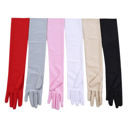 Afbeelding van Elegante Lange Satijnen Handschoenen voor Dames – Herfst en Winter Mode in Effen Kleuren, Perfect voor Opera, Avondfeest en Prom