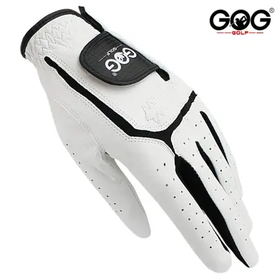 Image de Gants de Golf Pro en Cuir Véritable - Blanc & Noir