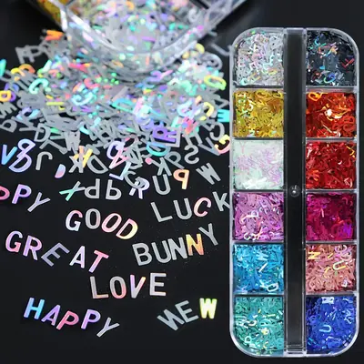 Image de Lettres Holographiques avec Paillettes pour Résine Époxy