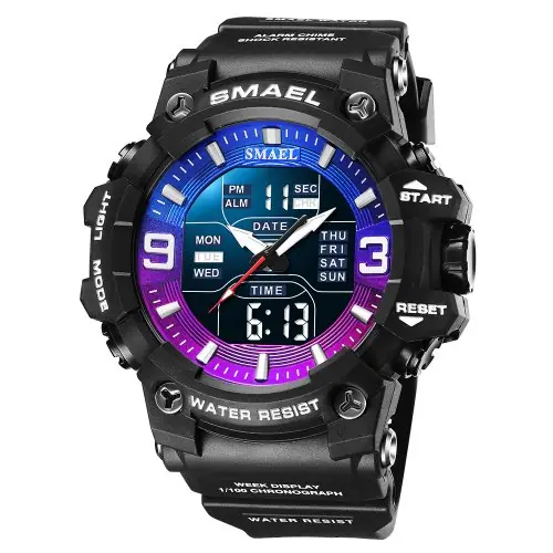 Image de Montre Militaire Homme Étanche - Double Temps & Réveil Numérique