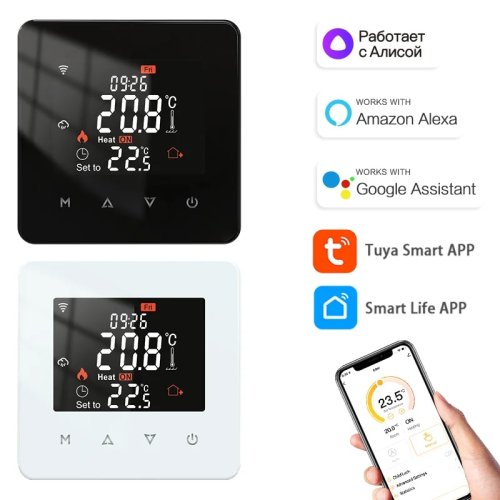 Zdjęcie Tuya Inteligentny termostat domowy Woda Elektryczne ogrzewanie podłogowe Kocioł gazowy WiFi Pilot zdalnego sterowania z Google Alexa