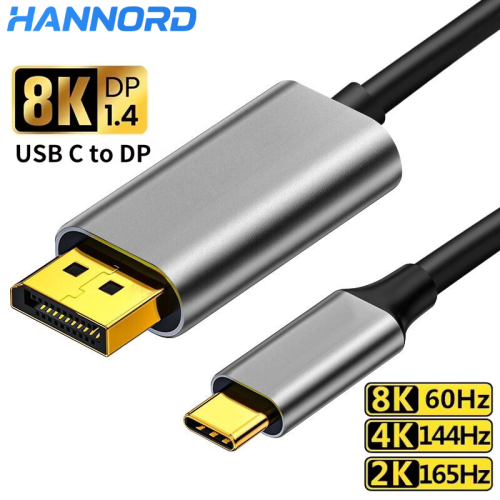 Image of Hannord USB-C to DisplayPort Cable – 8K 60Hz / 4K 144Hz Support, DP 1.4, Thunderbolt 3/4 Compatible, High-Speed HDMI Alternative for MacBook Air, Samsung, and More