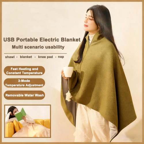 Immagine di Coperta Elettrica USB Portatile Lavabile per Spalle e Ginocchia, Riscaldamento Rapido per Casa e Campeggio