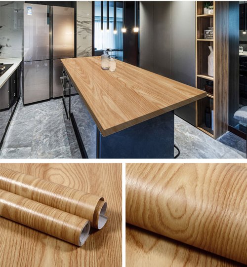 Afbeelding van Waterdichte Hout Look PVC Muursticker Zelfklevend - 5m en 10m voor Keuken, Badkamer en Woonkamer Decoratie