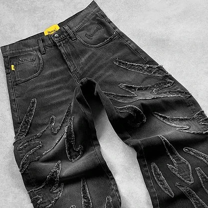 Immagine di Jeans Y2K Harajuku con Toppe Grafiche - Stile Retro Hip Hop