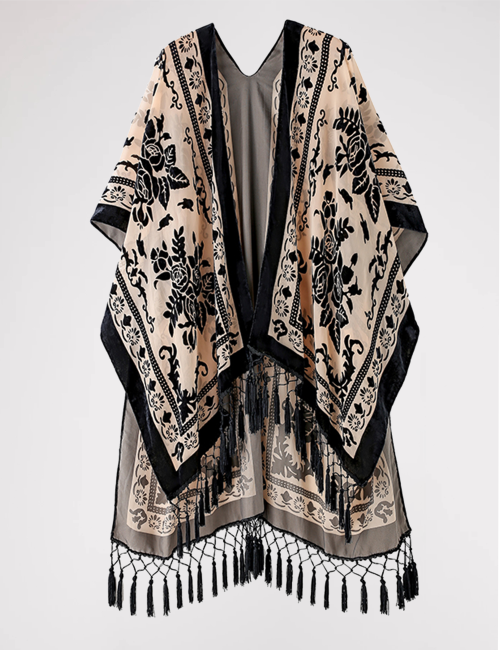 Bild von Boho-Style Kimono für Damen – Luxus-Strickjacke mit Quasten