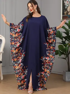 Image de Robe de Soirée Musulmane Eid 2024 - Abaya Imprimée & Élégante