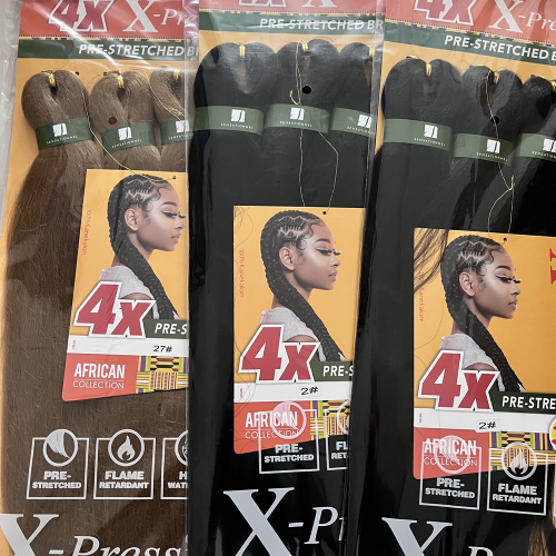 Image of Premium 4x Sensational Prestretched 38-Inch Synthetic Braiding Hair – Flame Retardant Kanekalon for Box Braids and Twists
