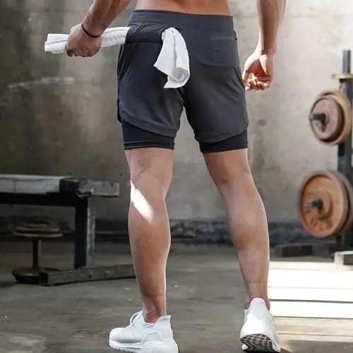 Image de Short de Sport Homme Taille Haute Respirant avec Poches