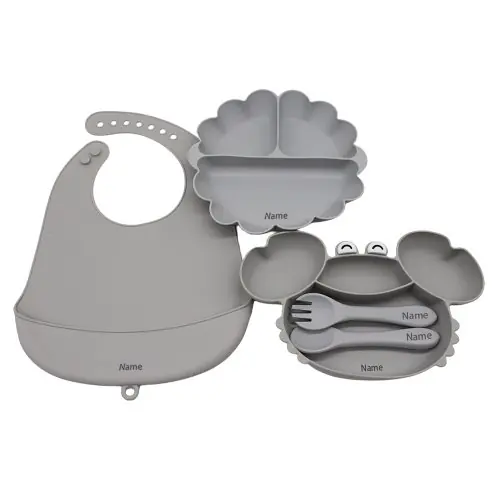 Image de Vaisselle Enfant Personnalisée - Set Silicone + Bavoir