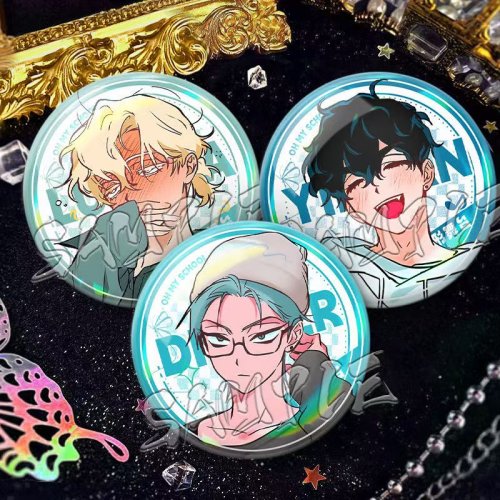 Image of 58mm Round Anime Character Badge Pin - Tinplate Brooch Featuring Sua, Till, Ivan, Mizi, Luka - Perfect for Cosplay, Halloween, Christmas, and Collectible Gift