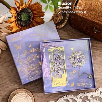 Image de Marque-pages Métal Fleurs & Papillons - Élégant & Pratique