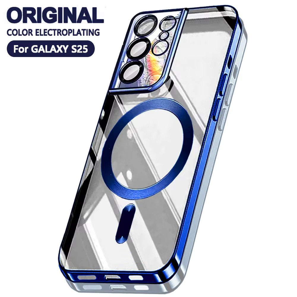 Zdjęcie Magnetyczna osłona case przezroczysta etui do Samsung Galaxy S23 Fe S24 Plus S25 Ultra Apple Magsafe silikonowe chronią szkło