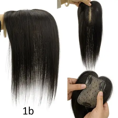 Image de Toupet en Cheveux Humains Naturels - Frange Droite & Pince