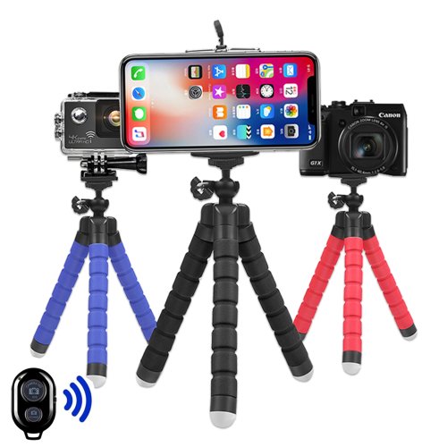 Afbeelding van Flexibele Mini Octopus Statief voor GoPro Hero 11, 10, 9, 8, 7, 6, 5 en andere Actiecamera's zoals Yi, Eken, SJCAM, DBPower, Akaso - Zwart, Maximaal Stabiliteit en Creatieve Hoeken