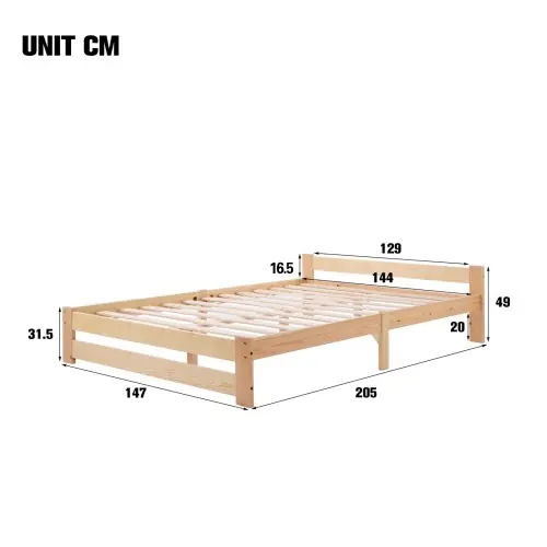 Image de Lit en Pin Massif 90x200 cm - Design Naturel & Robuste