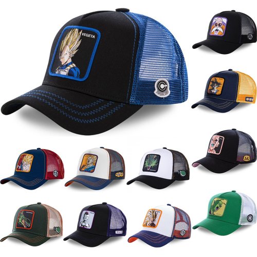 Zdjęcie Nowa czapka Dragon Ball Son Goku Letnia podróżna czapka z daszkiem Męska czapka z haftem Hip-Hop Styl osłony przeciwsłonecznej Regulowana czapka z siatki Trucker