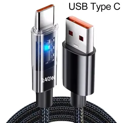Image de Câble USB-C 240W Ultra-Rapide avec Affichage LED