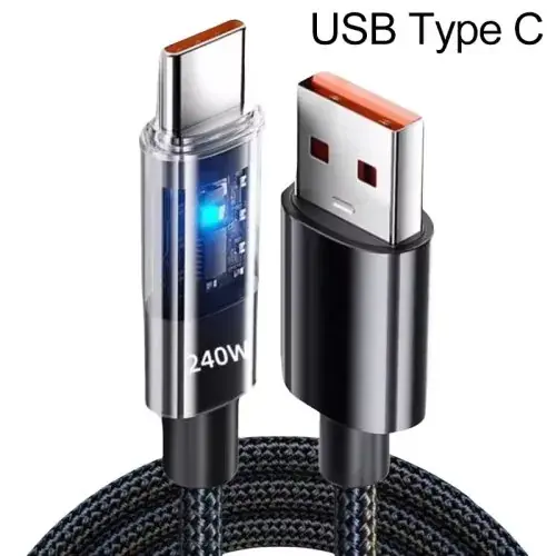 Image de Câble USB-C 240W Ultra-Rapide avec Affichage LED