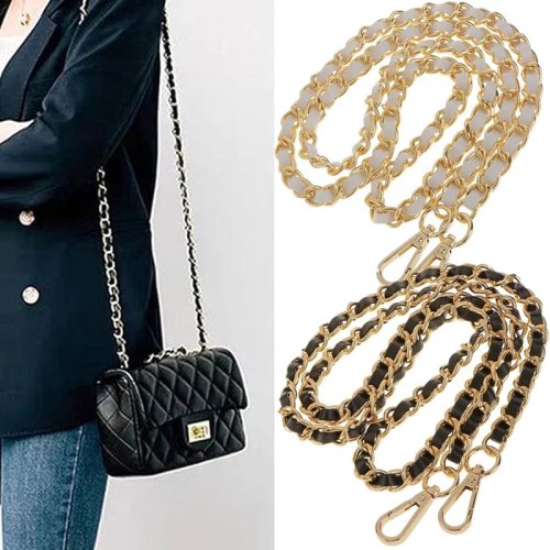Immagine di Tracolla in Pelle PU Lunga 120 cm per Borsa con Catena Larga 8 mm - Accessorio di Ricambio per Tracolle a Tracolla