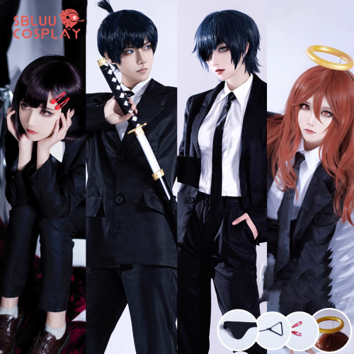 Zdjęcie SBluuCosplay Anioł Diabeł Hayakawa Aki Cosplay Higashiyama Kobeni Himeno Denji Kostium DK Czarny Strój Mundurek Halloweenowy