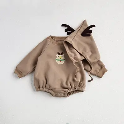Image de Costume de Père Noël pour Bébé - Tenue de Noël Brodée