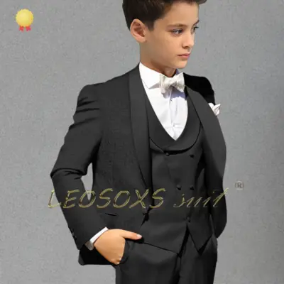Image de Costume Jacquard Champagne pour Garçon - Élégant & Raffiné